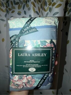 Laura Ashley Home Floral Pillowcase Set in Cream, Green, Pink, Purple